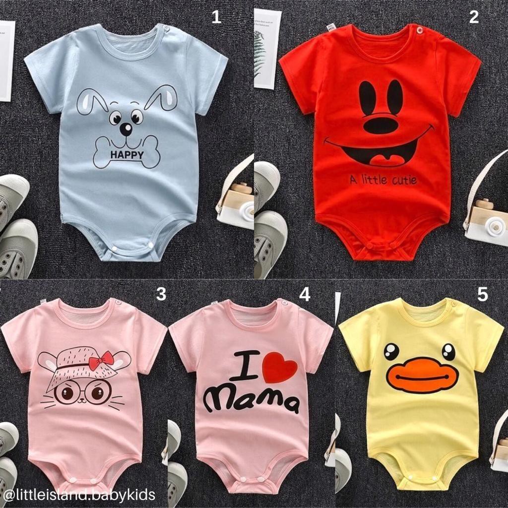 LID9103 - Jumper / Romper / Jumpsuit Anak Bayi / Balita Karakter Lucu dgn kancing pundak bahan katun