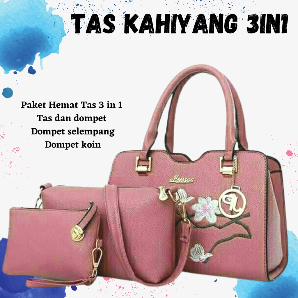 Bisa COD!! Tas Kahiyang 3in1 Handbag Tas Wanita Cantik Besar Tas Fashion Wanita