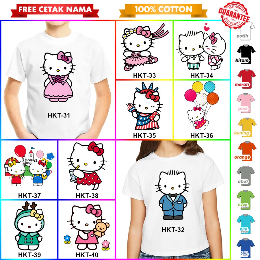 [FREE NAMA!!] Baju Kaos COUPLE HELLO KITTY BANYAK MOTIF