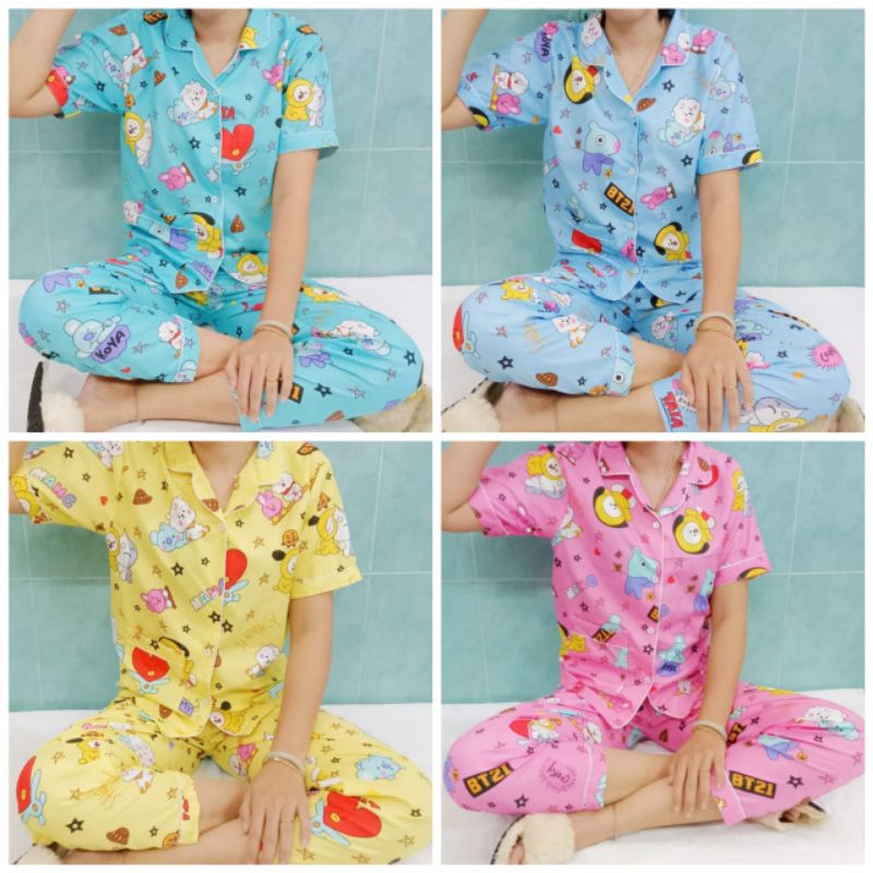 piyama dewasa cp/baju tidur wanita motif bt21