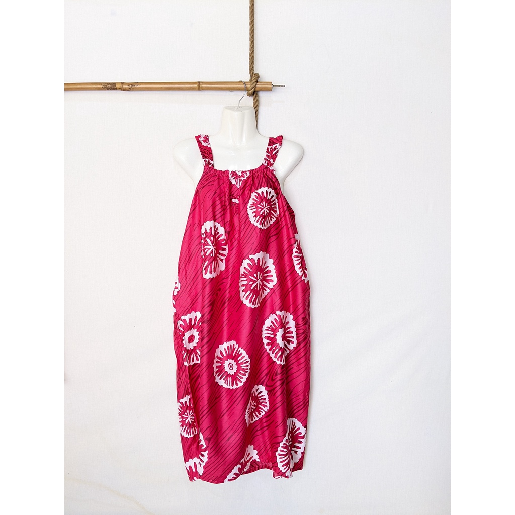 Daster Yukensi Jumbo LD 120 Baju Tidur Tanpa Lengan Tali Satu Kimono Sleepwear-flower pink