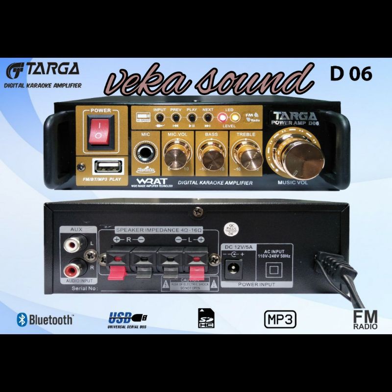 AMPLI MINI TARGA TR D 06 AMPLIFIER TARGA TR D 06 BLUETOOTH USB ORIGINAL