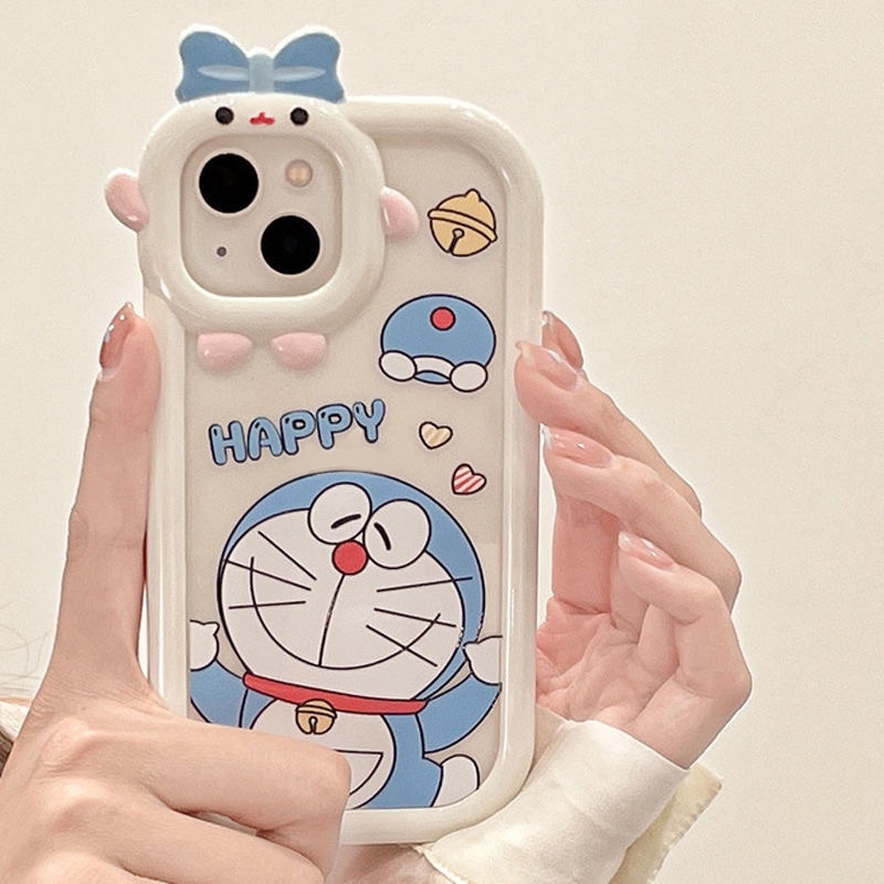 Case OPPO A17 A7 A7 A5S A12 A15 A16 A57 A5 A15s A55 A54 A3S A12E A53 A74 A95 A16K A16E A52 A17K A92 A96 A76 Reno 5 5F 4F A9 A31 A16s Hello Kitty Doraemon Bow-knot Monster Kecil Cover