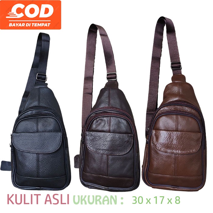 Tas Selempang Kulit Pria Cowok Laki laki Kulit Asli Murah Terbaru Import