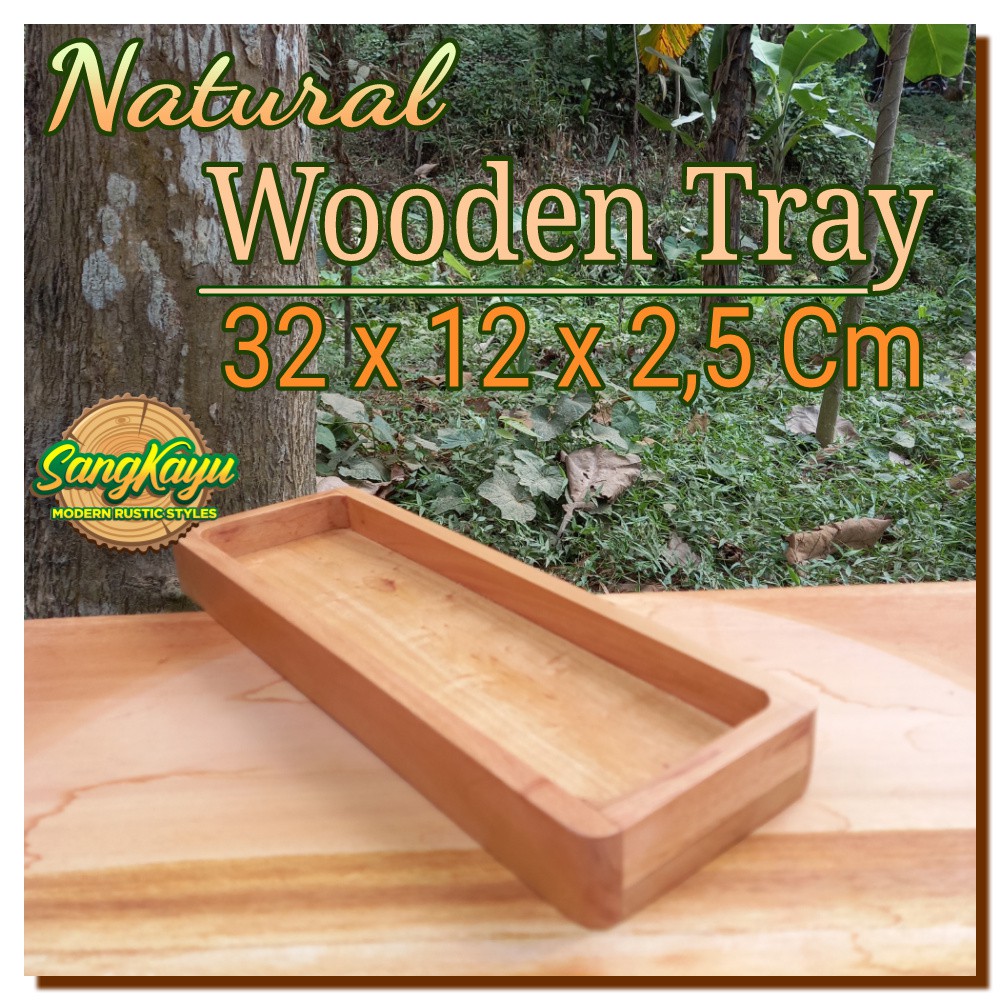 wooden tray 32x12x2,5 cm nampan kayu nampan unik rustic vintage