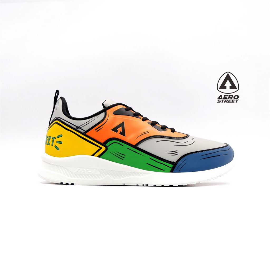 Aerostreet 37 Tiger 2D Hijau Orange - Sepatu Sneakers Casual Sport Sekolah Pria Wanita Aero Street