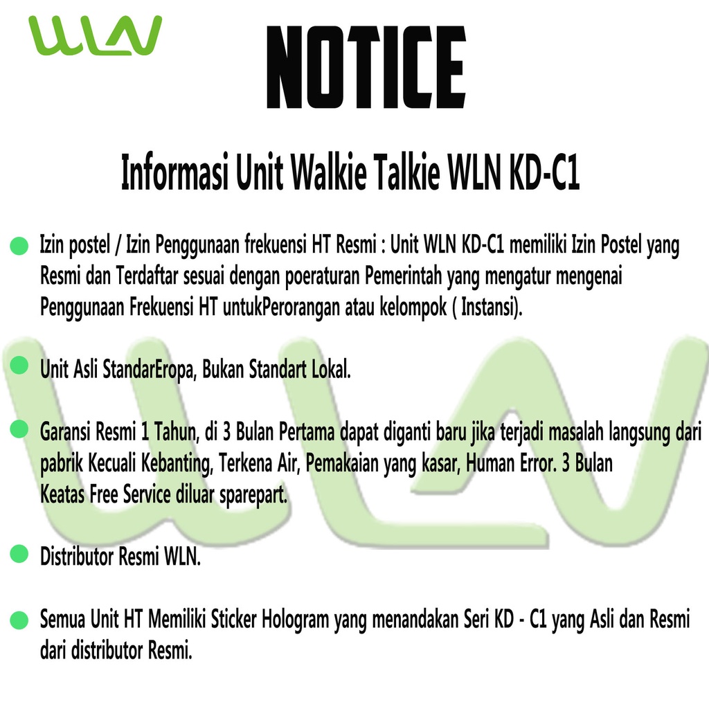 PAKET FBI HT WINLAN WLN KD-C1 LORENG (ARMY, ABU,HIJAU,COKLAT,PUTIH) TANPA DESKTOP / TANPA CHARGER DUDUK