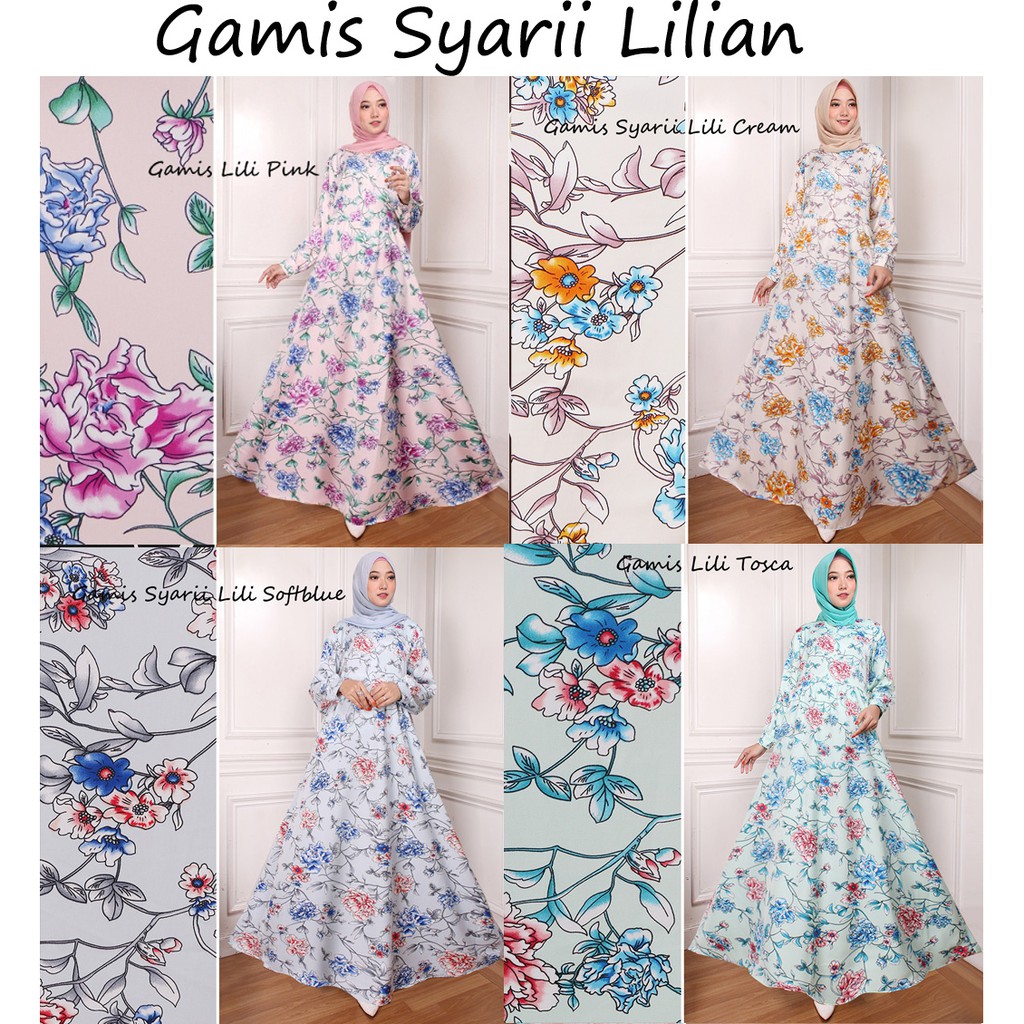 GAMIS SYARII MAXI DRESS MIX WANITA ONLY MAXI MOTIF BUNGA PAKAIAN MUSLIM