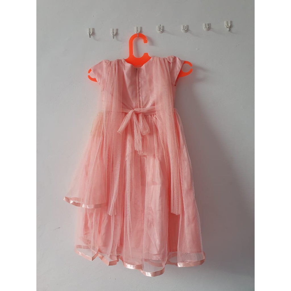 (COD) Dress Anak Perempuan 4 5 Tahun Gaun Anak Cewek Import Mewah Trending Baju Warna Pink Bahan Tile Tulle KA52