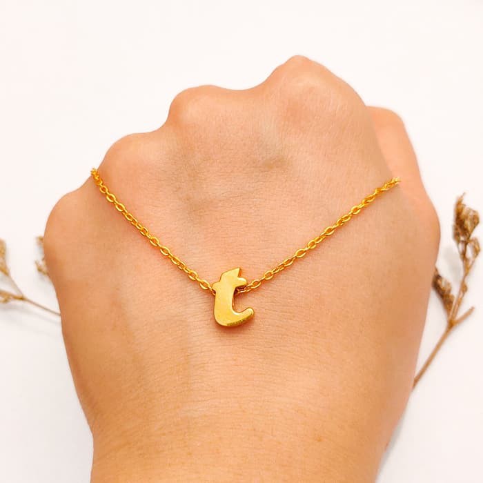 Grosir Set kalung liontin nagita huruf t elegant emas asli Elegan