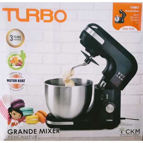 TURBO EHM 9595 STAND MIXER GRANDE 5 LITER GARANSI 3 TAHUN 7 KECEPATAN  Stand Mixer Turbo Grande