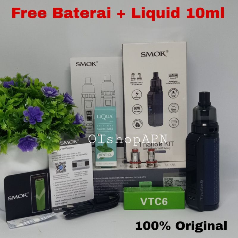 New elektronik tinta Vapee Vapoor SMOKEE THALO S KIT 80W Free Baterai+L 10ml mesin uap