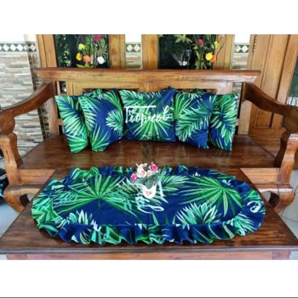 [✅COD] Paket Sarung Bantal Kursi Sofa Set Uk 40x40 + Taplak Meja Dekorasi Kamar Sofabed Ruang Tamu Minimalis Perlengkapan Rumah