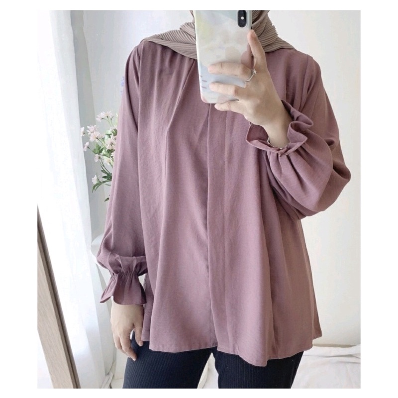 WOW-C-N Cledania Blouse Rayon Crinkle Airflow / Blouse Panjang / Atasan Wanita