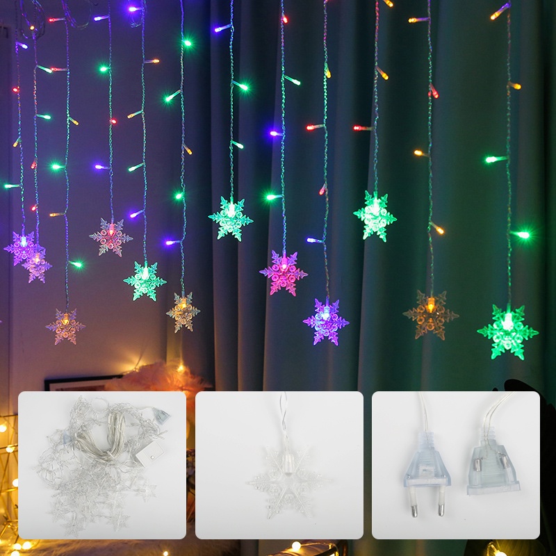 Lampu String Led Bentuk Snowflake Ukuran 3.5x0.7m Untuk Dekorasi Natal