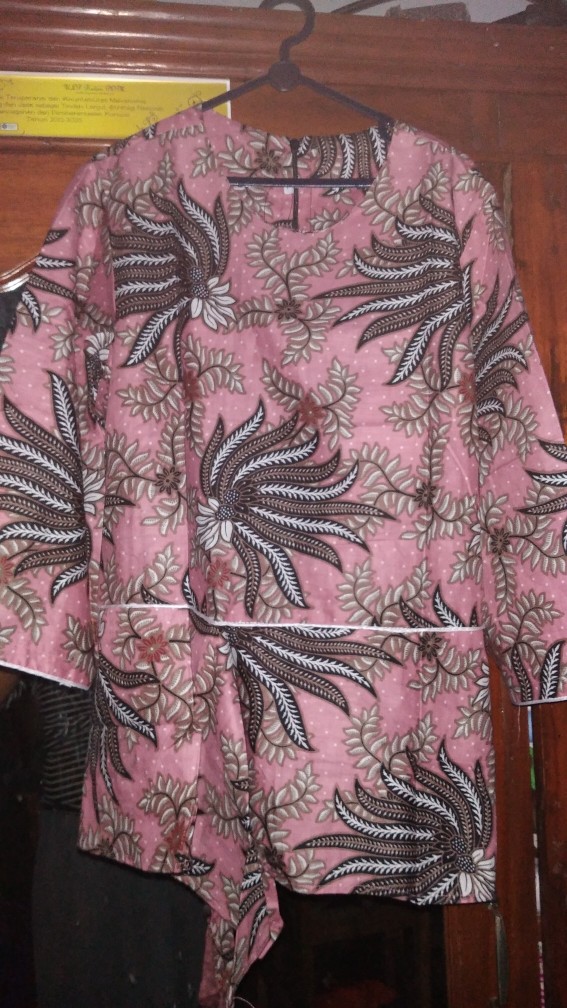 Batik Wanita Atasan Blouse Moderl Peplum Warna Pink Size S-m-l-xl-xxl-3l-4l-5l