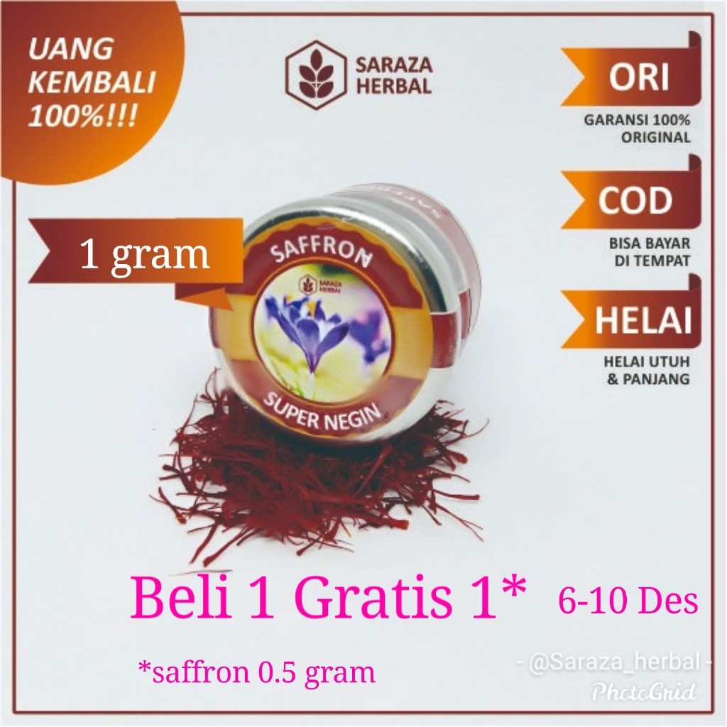 

BELI 1 GRAM SAFFRON IRAN SUPER NEGIN ASLI KEMASAN BONUS 1 GRAM