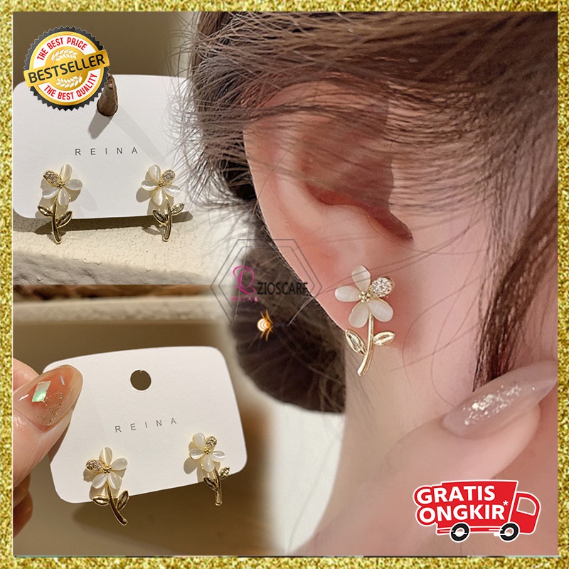 Anting Korea Motif Bunga Bahan Alloy Aksesoris Fashion Wanita Kualitas Terbaik Import ANT100