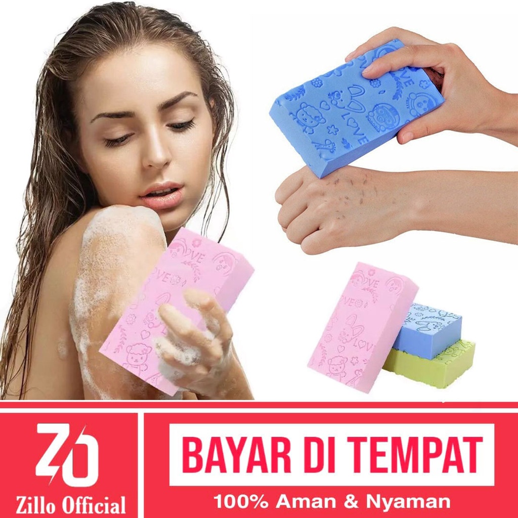 ZILLO Spons Mandi Spon Facial Wash dan Perontok Daki Spons Badan Lembut