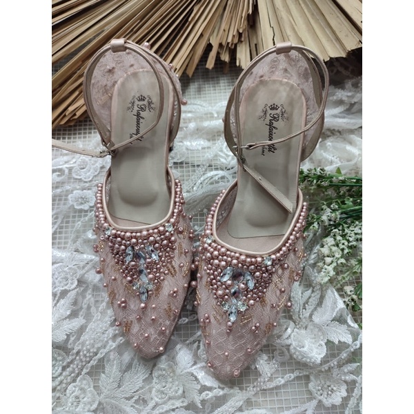 sepatu Rafaizoutfit sepatu wedding Angela tali rosegold tinggi 7cm tahu