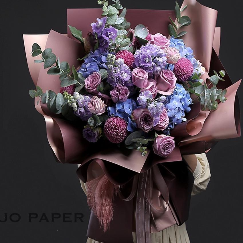 

[20 Lembar] Flower Wrapping Paper Bi Color Rose Gold Cellophane Kertas Bunga Korea