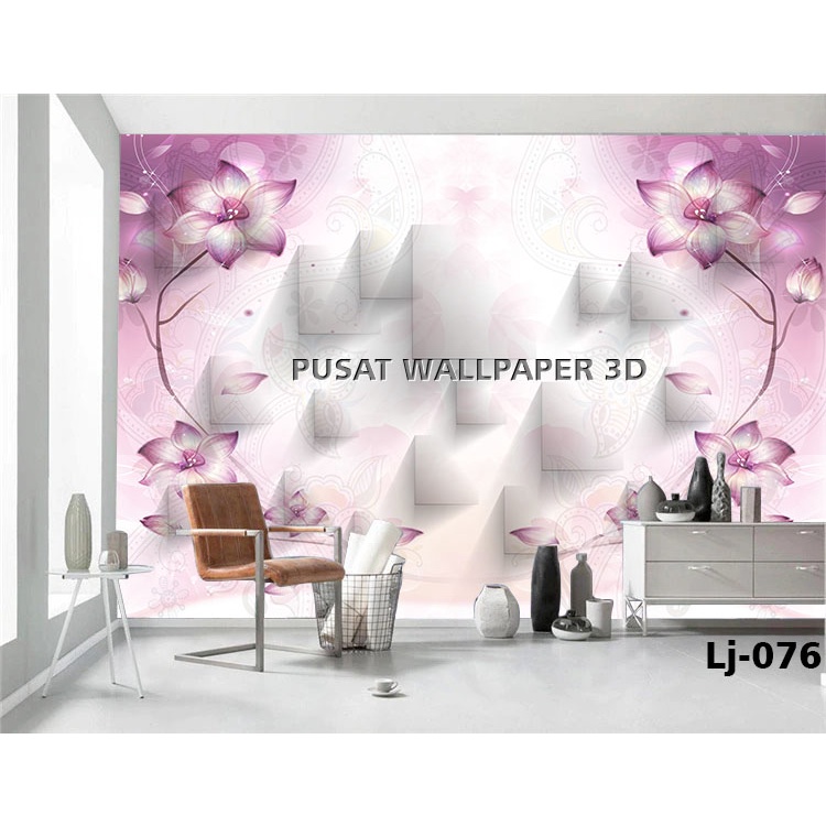 Cetak Wallpaper Custom 3d Bunga Timbul Besar, Wallpaper dinding Bunga 3d Ukiran Gold, Biru, Merah Mu