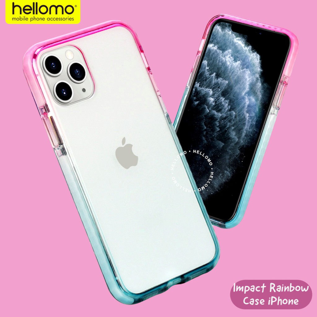 Case iPhone Impact Rainbow Premium Casing Akrilik Softcase Colourway Soft Case Anti Yellowing