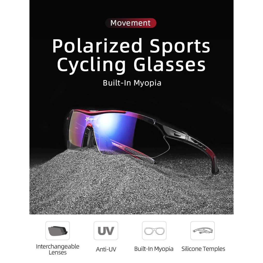 YGRETTE - Rockbros Kacamata Sepeda Polarized dengan 5 Lensa Myopia Rabun Jauh