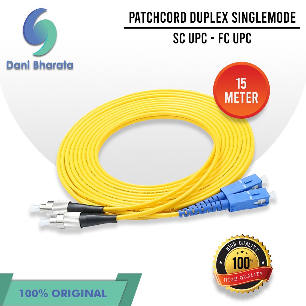 Patchcord Fiber Optik Duplex SingleMode SC UPC to FC Panjang 15 Meter