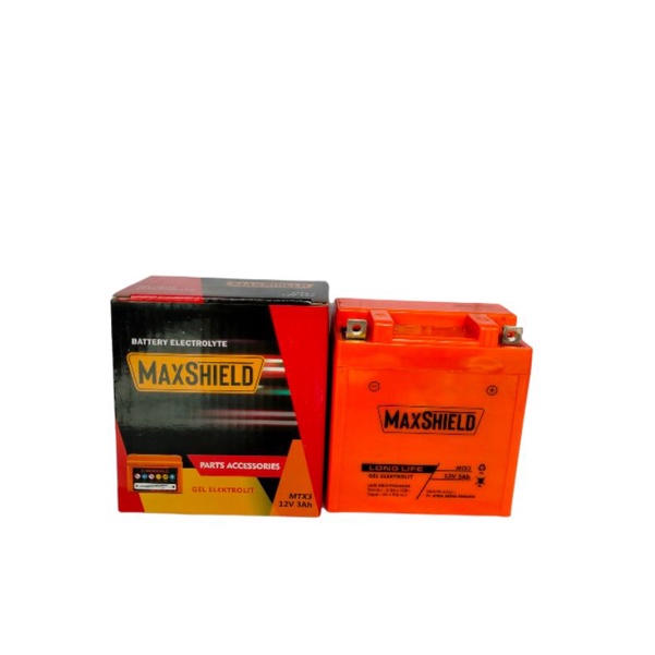 Aki Gel Maxshield MTX3 (12V 3AH) For Rx king series, Nsr, Ninja 150 2 Tak, Satria 2 tak.