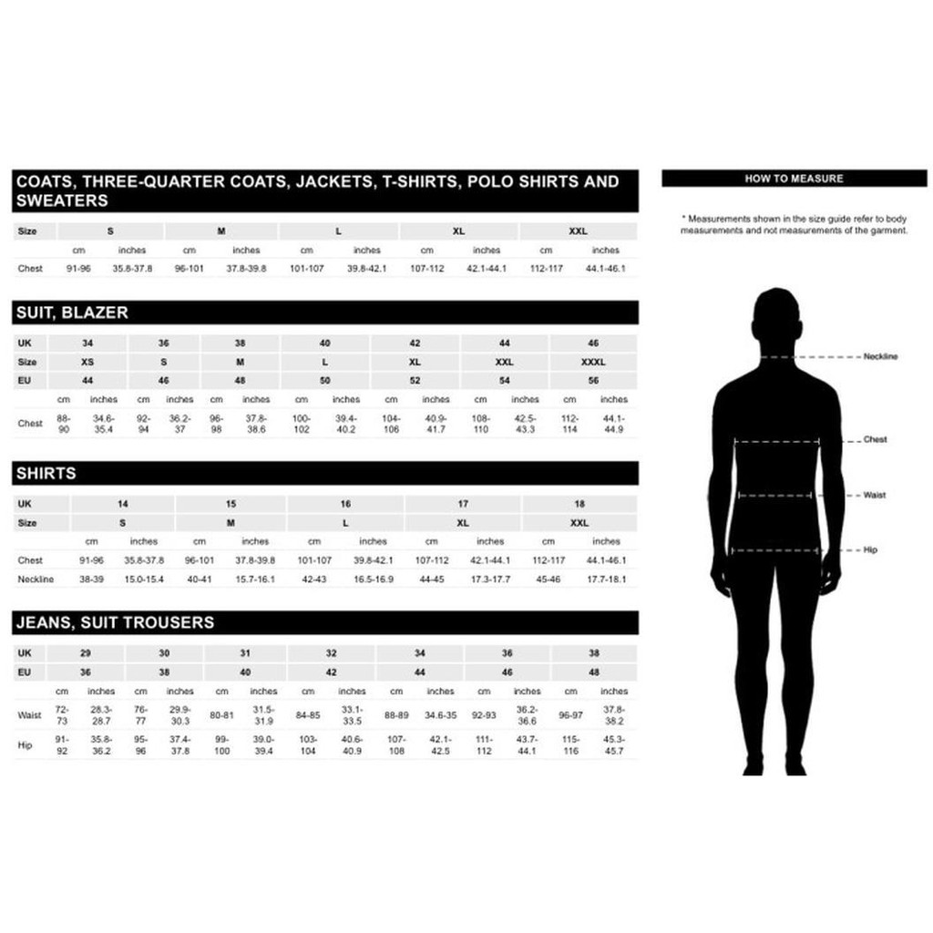 Zara Man size charts sizeguide for clothes, accessories and shoes