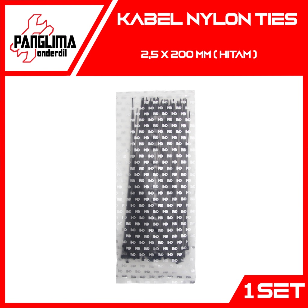 Cable Ties 2.5x200-2.5 x 200 mm Hitam Kabel-Pengikat Nylon-Nilon Tie-Tis 100 Pcs-Biji