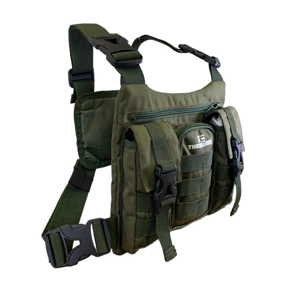 TAS DADA PRIA TACTICAL ORIGINAL THREELINE THREE POCKET GREEN / CHEST RIG BAG THREELINE ORIGINAL / CHEST BAG PREMIUM ORIGINAL