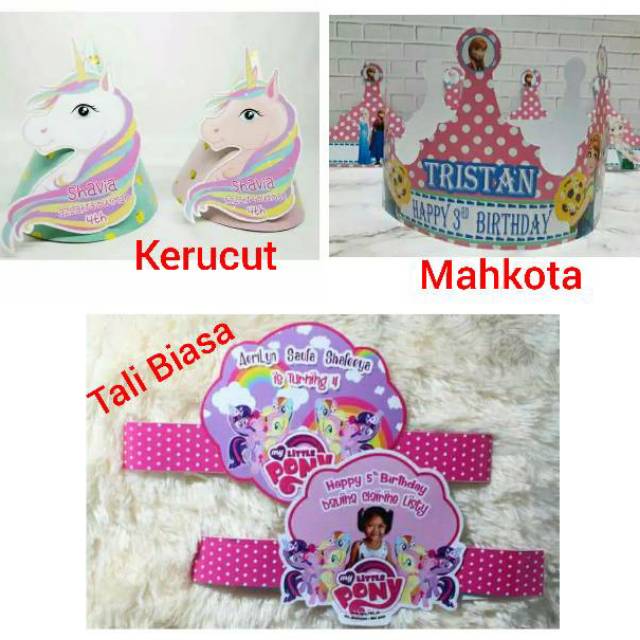 TOPI ULANGTAHUN KHITAN AQIQAH TEDAK SITEN MAHKOTA KERUCUT 3D CUSTOM | Shopee Indonesia