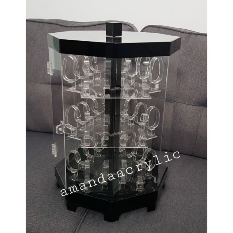 Display Jam Tangan Akrilik 36 Slot Putar Manual