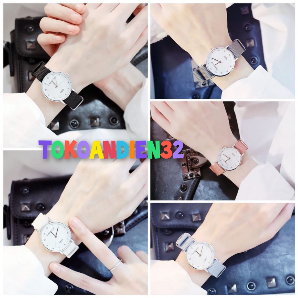 Jam Tangan Candycat Amanda Wanita Analog Quartz Casual Simple Chic Strap Nylon POLOS