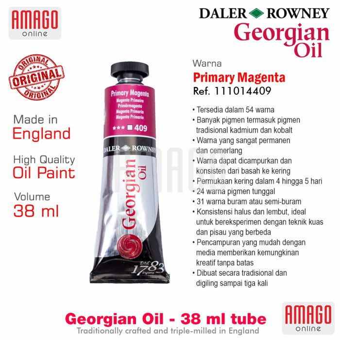 DALER-ROWNEY - GEORGIAN OIL 38 ml - PRIMARY MAGENTA - 111014409