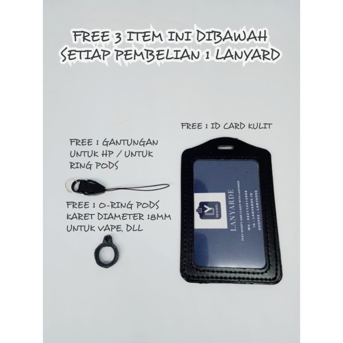 

Gilaa!!! 4157 Lanyard Fishtail Name Tag Id Card Holder Tali Leher Tempat Kartu Diskon