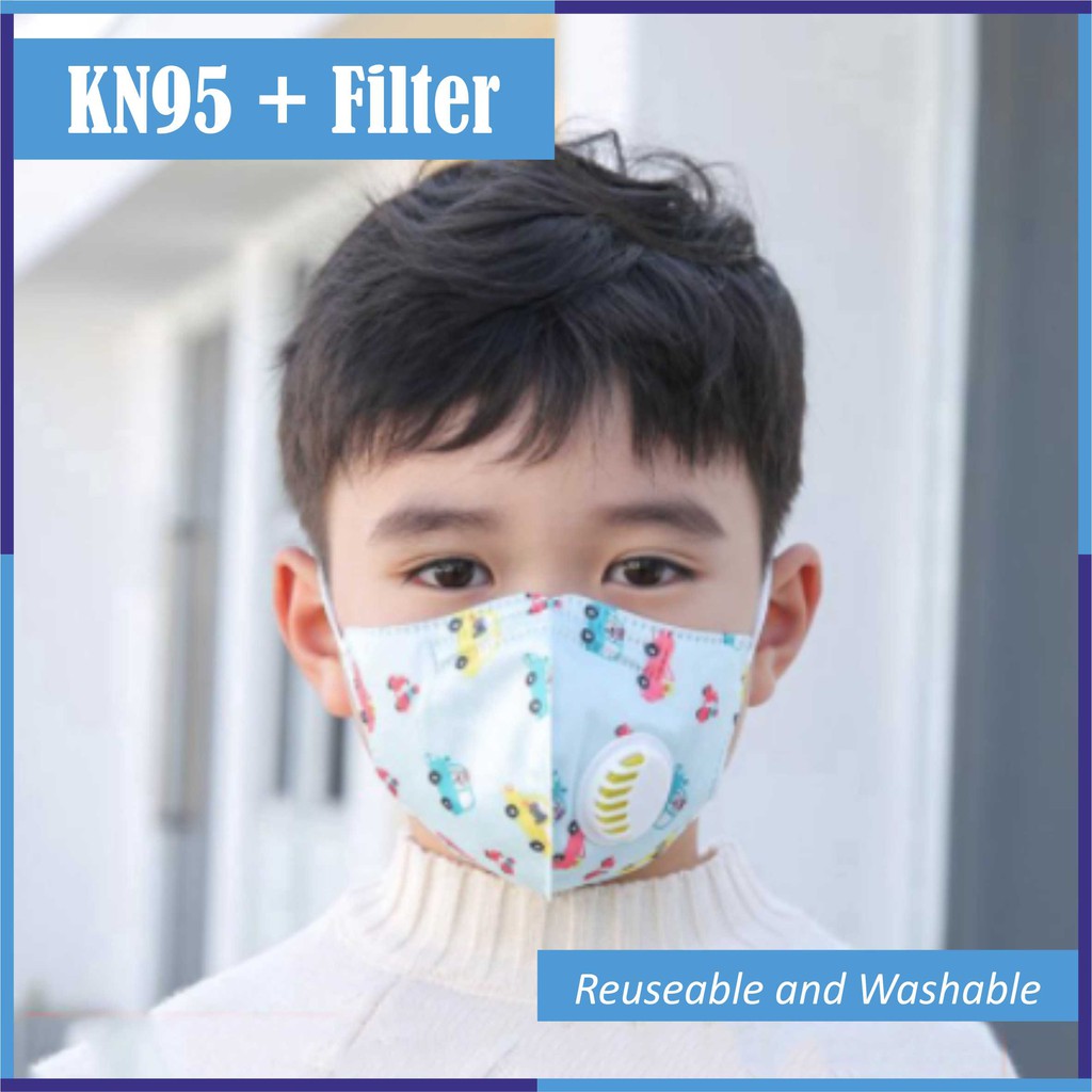 Masker Anak KN95 Reusable and Washable with Filter / Valve