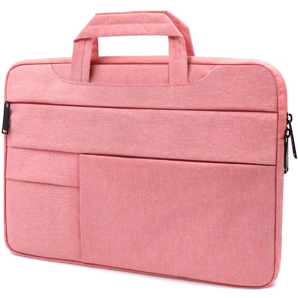 Tas Laptop 13 inch Macbook Softcase sleeve Pocket Handstrap Waterproof - pink