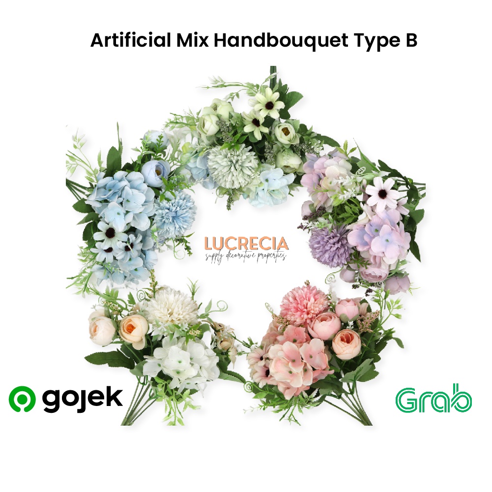 Handbouquet Bunga Artificial Hiasan Dekor Mix Type B Buket Lamaran Tunangan Wedding Foto Prewedding 