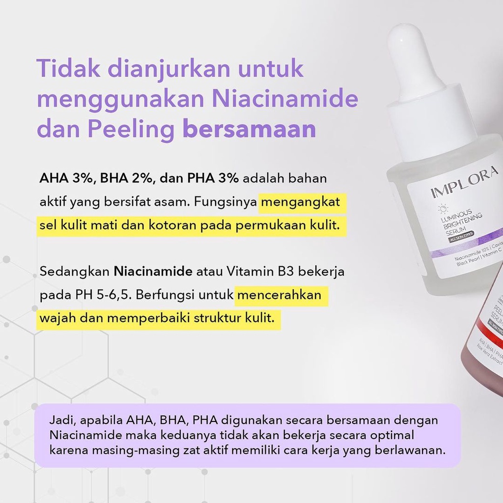 SERUM IMPLORA | Luminous Brightening Serum/Acne Serum/Midnight Serum/Peeling Serum - 20ML [BPOM]