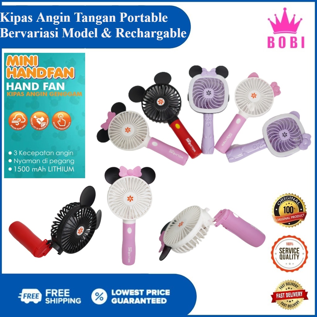 Kipas Angin Tangan Portable - Kipas Angin Genggam USB Portable Mini Fan LED- Warna Random