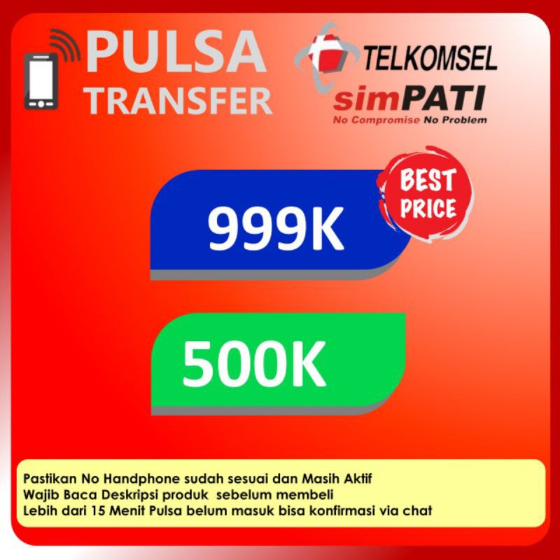 PULSA TRANSFER TELKOMSEL 500K | 999K PROMO MURAH