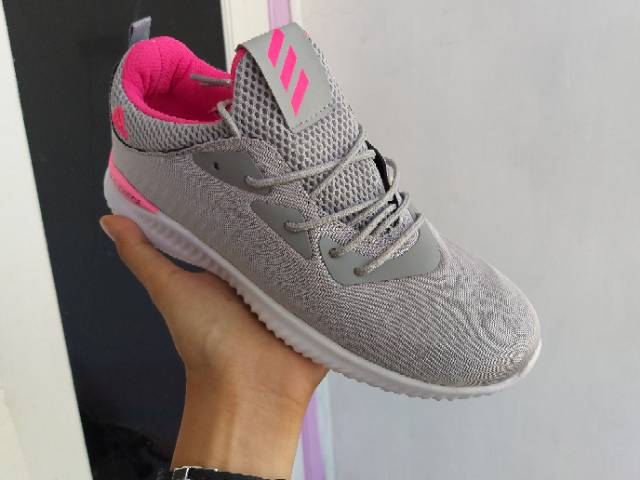 Sepatu Adidas Alphabounce 2.0 Grey Pink Import Vietnam Premium Sneakers Running Senam Fitnes Kado