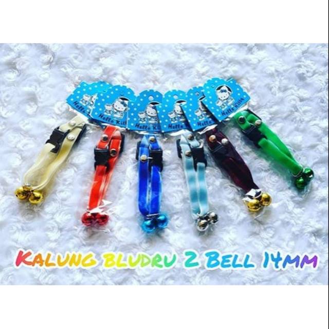 Kalung bludru 2 lonceng 14mm kucing