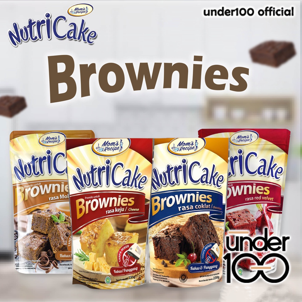 ❤ Under100 ❤ Mom's Recipie Nutricake Premiks Brownies 230g Kukus Panggang Cokelat Keju Halal