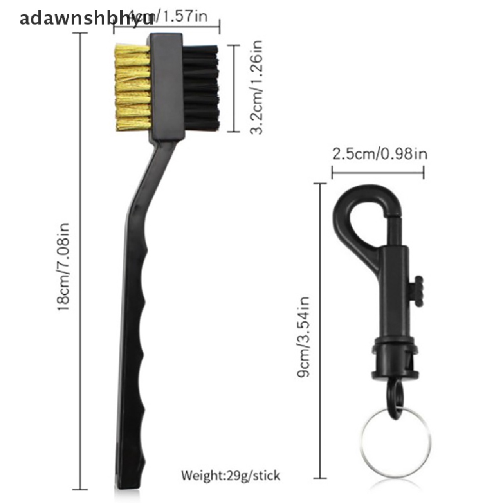 Adawnshbhyu Kabel Kuningan 2sisi Nylon Cleaning Kit Alat Sikat Golf Klip Alur Pembersih Bola