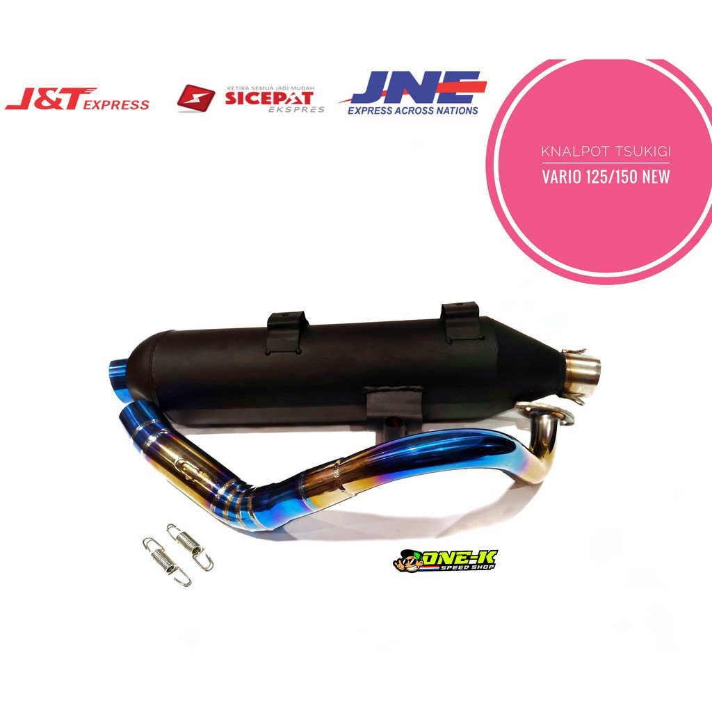 Knalpot Tsukigi Vario 150 New 2018 - Vario 125 New 2018 Leher Pelangi Blue Stenlis