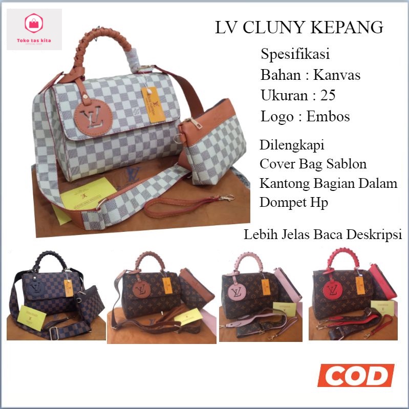 Tas Wanita Kekinian LV CLUNY Premium Tali Kepang / Tas Selempang wanita Import Clany 2 Set